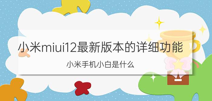 小米miui12最新版本的详细功能 小米手机小白是什么？